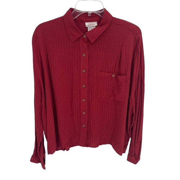 Ariat Women's Red Button Down Shirt - Picture 5 of 14